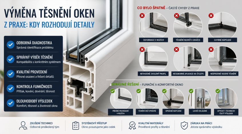 Výměna těsnění oken – realizace z praxe Oknotech Morava